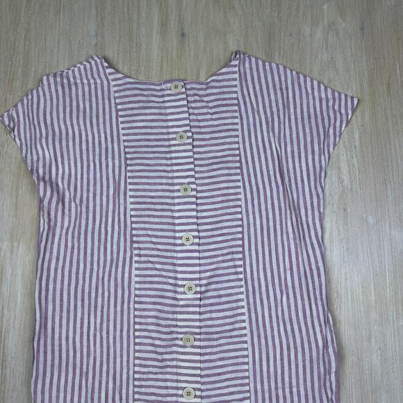 NWT Madewell Stripe Play Button Back Linen Blend Shift Preppy Pockets Dress M - Picture 7 of 15